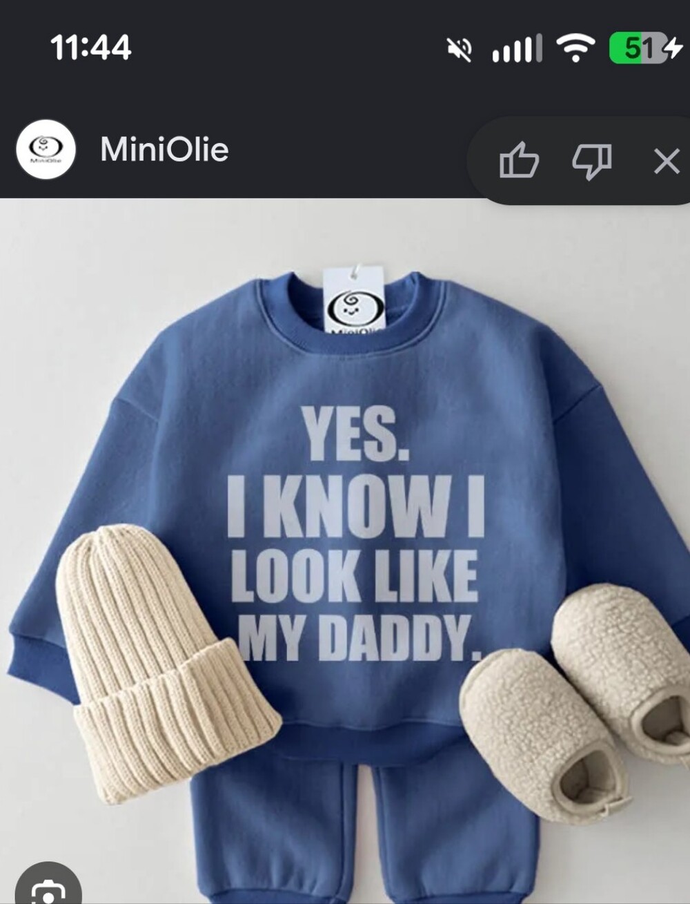 MiniolIe NWT Blue Sweatshirt - 6-12M Urban Tot Cozy Infant Fall Winter Statement